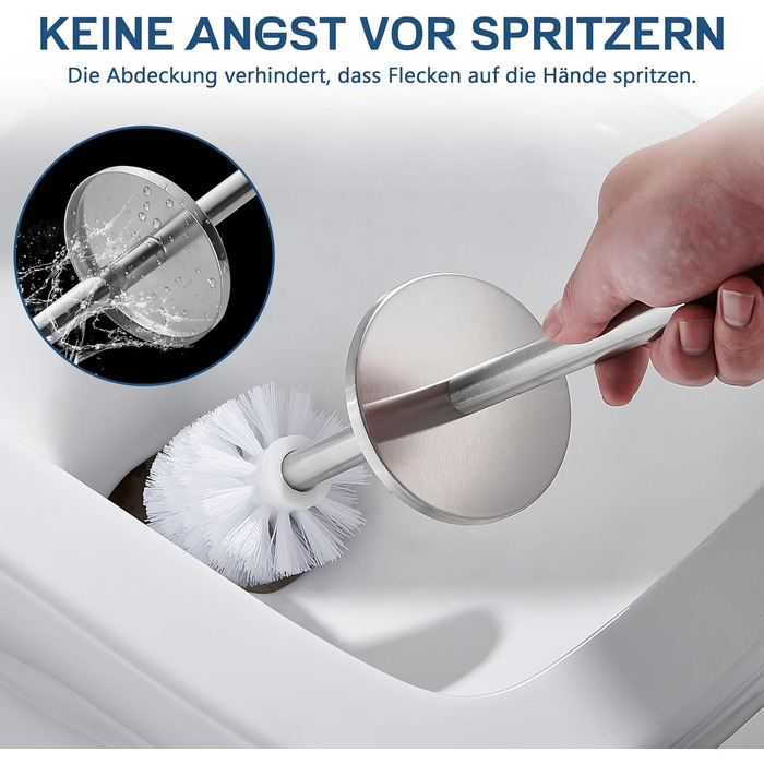 Набір для туалету FIISAYL: щітка для унітазу з підставкою, нержавіюча сталь, матове срібло