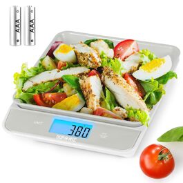Кухонні ваги Duronic KS5000 SR/SS: цифрова вага з мискою 2.5 л, точність 1 г, функція Tara, сірий колір
