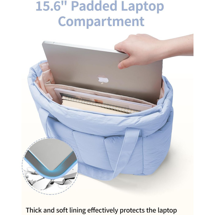 Сумка жіноча Narwey Shopper велика, легка - робоча сумка, сумка для навчання, сумка на плече, сумка-тоут з багатьма кишенями (Синя)