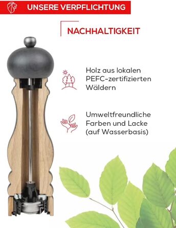 Набір для солі та перцю Peugeot Paris u'Select 18 см - 6 ступенів помелу, механізм Zirlion, дерев'яний (шоколад)