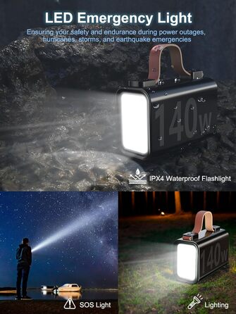 Портативний акумулятор для ноутбука 140W, 50000mAh, з LED дисплеєм, PD3.1, QC4.0, 4 виходи, 2 входи (Чорний)