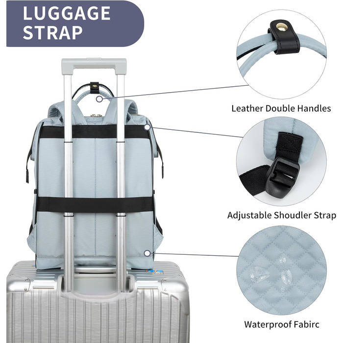 Жіночий рюкзак EMPSIGN з відділенням для ноутбука 17 дюймів. Стильний рюкзак для навчання, роботи, подорожей. Чорний, блакитний.