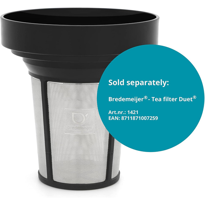Bredemeijer Classic double-walled stainless steel teapot, 1.2 Liter, black handle