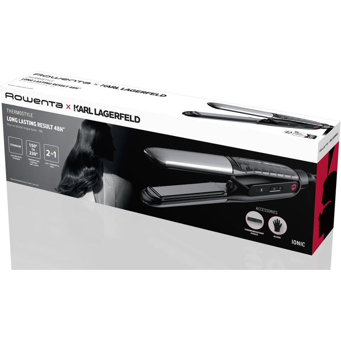 Випрямляч для волосся Rowenta Thermoglide SF5120E0 Titanium, 5 режимів (170-230°C), чорний/сріблястий