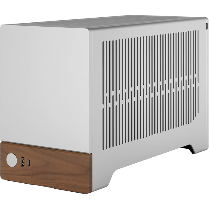 Корпус для ігрового ПК Fractal Design Terra Wood Walnut - mITX, PCIe 4.0, USB Type-C, анодований алюміній (срібло)