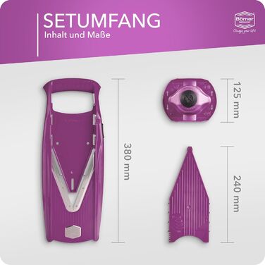 Набір Börner V5 для нарізки овочів та фруктів: нарізчик V-подібної форми, набір базової комплектації, фіолетовий колір