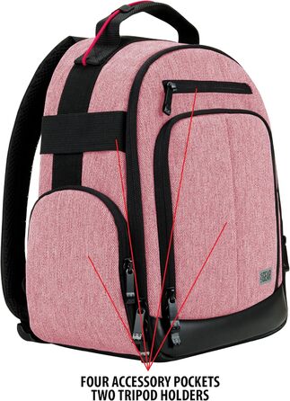Рюкзак для камери USA Gear DSLR з аксесуарами, водостійкий, зручний, червоний
