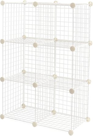 Amazon Basics Stackable Wire Grid Storage Cubes (6 Cubes, White)