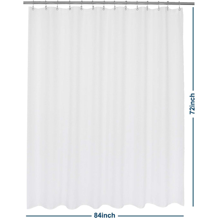 Шторка для душу Barossa Design, вафельна структура, готельний люкс, біла, 213.4 x 182.9 см