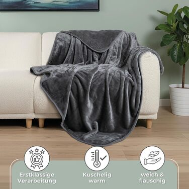 Плед Грaфенстейн® Kuscheldecke Cashmere-Feeling: м'який та пухнастий, теплий флісовий плед 150x200 см (Антрацит)