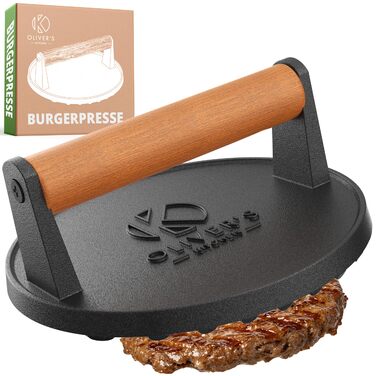 Преміум прес для бургерів Oliver's Kitchen® з чавуну для соковитих котлет та BBQ