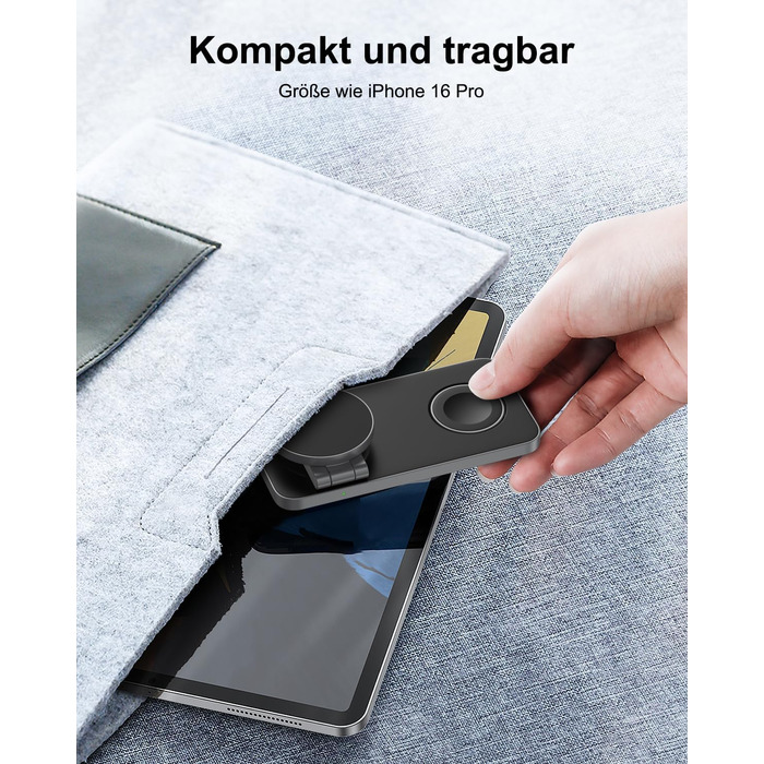 Бездротовий зарядний пристрій 3-в-1 MagSafe для iPhone, Apple Watch та AirPods Pro (Чорний)