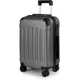 Чемодан ручної поклажі TANTOMI: жорсткий, з кодовим замком, телескопічною ручкою, темно-сірий, M