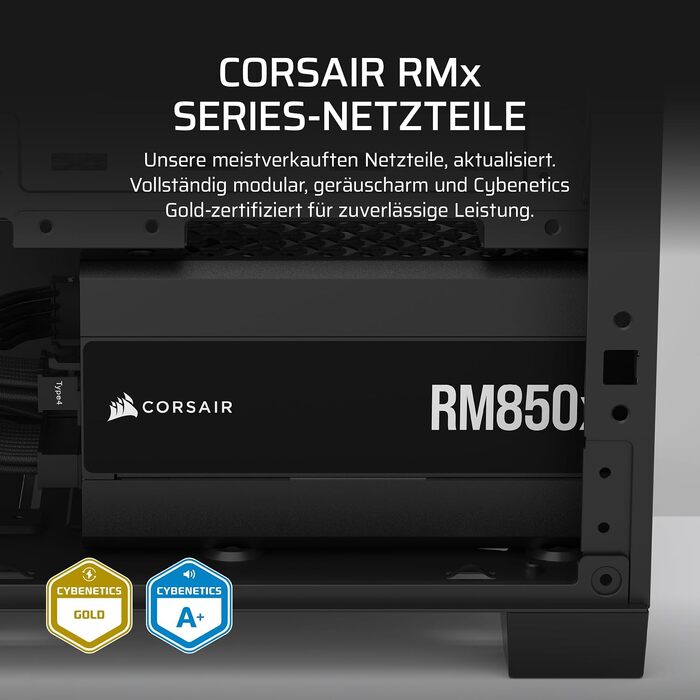Блок живлення Corsair RM850x (2024) 850W, повністю модульний, ATX 3.1, PCIe 5.1, низький рівень шуму, чорний