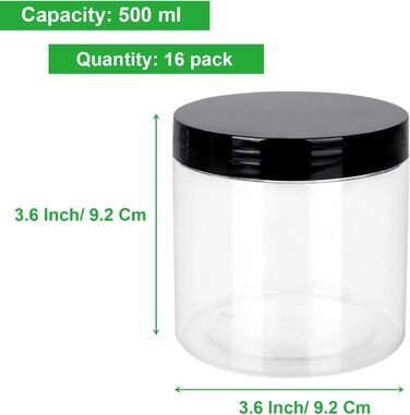 Набір контейнерів для зберігання 16 шт. по 500 мл з кришкою, BPA-Free, прозорі пластикові контейнери для продуктів та солодощів