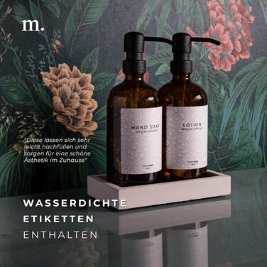 MaisoNovo Soap Dispenser Set - Soap Dispenser for Kitchen - 500 ml Amber Bottles, Black Pumps, Glass Pump Dispensers, Soap Dispenser Set, 2-Piece Set and Concrete Tray - Dish Soap Dispenser Kitchen