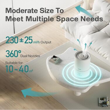 Зволожувач повітря Airelax 2.5L з аромадифузором, тихий, з автовимкненням, для дитячої кімнати, рослин, 360°