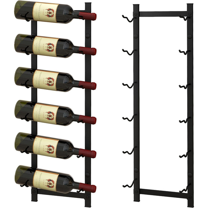 Стильна полиця для вина Costway на 6 пляшок, металева, чорна, індустріальний стиль