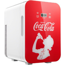 Coca-Cola Mini Fridge 9.3L - Compact 12V/220V Mini Cooler with Glass Print & LCD Touch Display for Car & Home Use - Quiet & Efficient