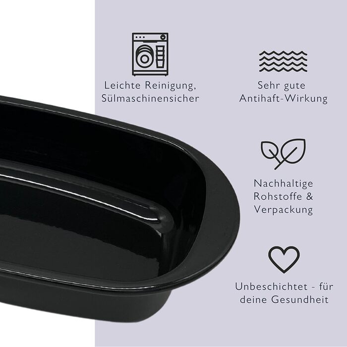 NAKOA Loaf Pan made from natural materials with excellent non-stick properties | Bread Loaf Pan | Rectangular Baking Pan | Baking Bread and Cakes | MADE IN GERMANY from high-quality enamel
