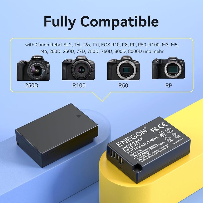Акумулятор для камери Canon LP-E17 ENEGON з зарядним пристроєм Dual Micro USB (2 шт.)