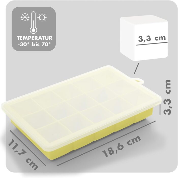 Форми для льоду Blumtal 2x24 шт. з кришкою - Силіконові форми для льоду, 2,6 см, BPA free, чорно-синій та сіро-жовтий