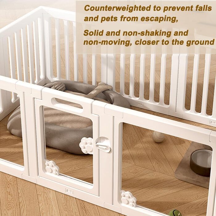 Клітка для собак з дверима, безпечна клітка для собак, цуценят, котів, кроликів, горностаїв, легка у встановленні та чищенні, пластикове вольєр з анкерами та присосками для маленьких (5 + 3: 50 x 150 см)