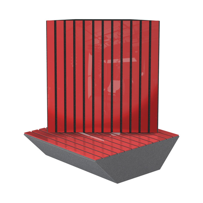 Набір акустичних басових пасток для кутів, 4 шт, 50x50x10 см, червоний глянцевий пластик — звукопоглинаючі панелі для студії звукозапису та шумоізоляції