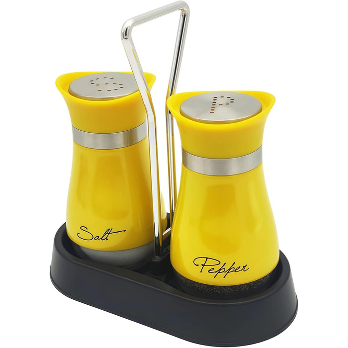 Набір солі та перцю (2 шт) з підставкою: скло та нержавіюча сталь. Підходить для кемпінгу, кухні.