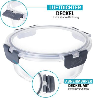 Набір контейнерів для їжі Igluu Meal Prep з боросилікатного скла (10 шт.) – мікрохвильовка, духовка, морозильник, посудомийна машина, не протікають, 370 та 1050 мл