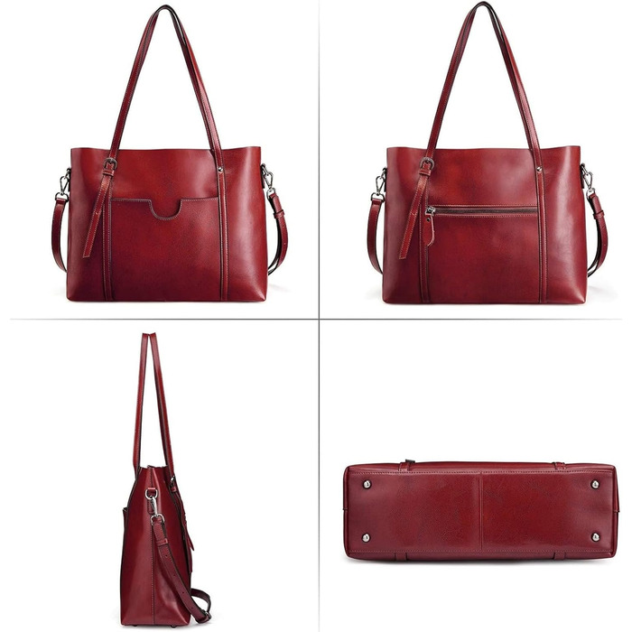 Сумка жіноча S-ZONE 3 в 1 з натуральної шкіри (яловичина) для ноутбука, роботи, повсякденного використання - Wine Rot
