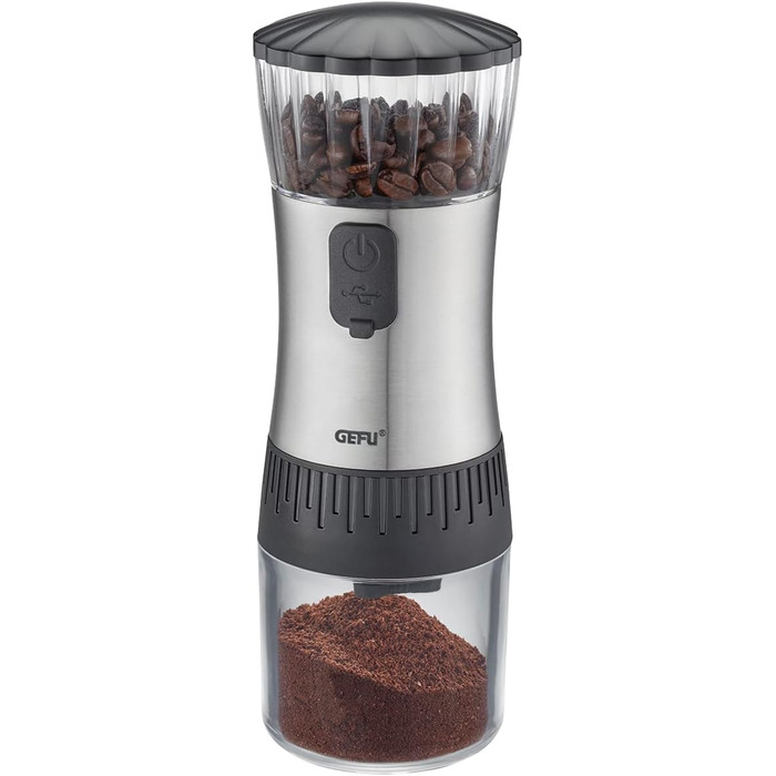 Електрична кавомолка GEFU POLVE з акумулятором, USB зарядкою, керамічним конусним жорном