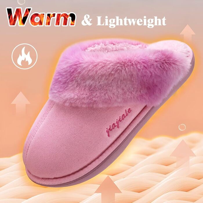 Жіночі домашні тапочки Jiajiale: теплі, пухнасті сліпони для зими з м'якою устілкою та зносостійкою гумовою підошвою. Рожевий, 37 EU