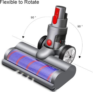 Електрична турбо-щітка Italdos для пилососів Dyson V7 V8 V10 V11 V12 V15 з LED-підсвічуванням та великими колесами