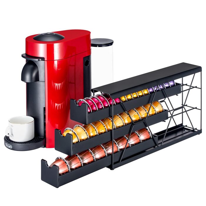 Органайзер для капсул Nespresso та Vertuo, металевий, 3-ярусний, чорний - для 30+ капсул