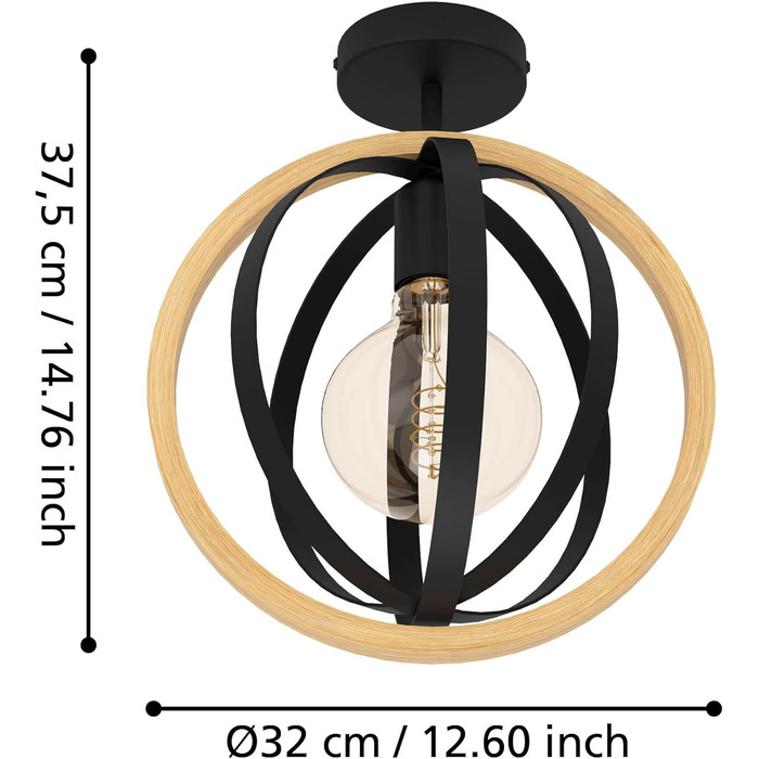 Настільна лампа EGLO Basildon 1: мінімалістичний дизайн, дерево, текстиль, метал, для вітальні та спальні, з вимикачем, цоколь E27