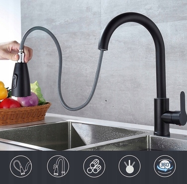 Змішувач для кухні до冊овий Dalmo BLACK, чорний