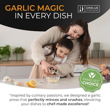 Преміум-прес для часнику ORBLUE з нержавіючої сталі – професійний, легко миється, сріблястий