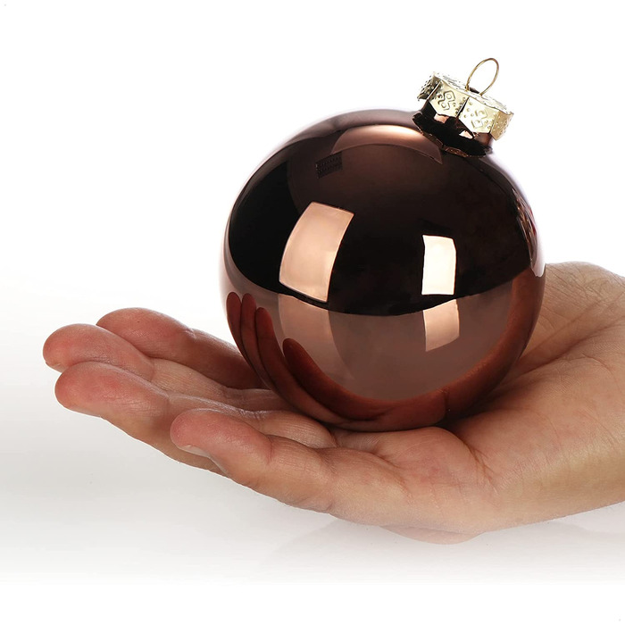 com-four® 6X Christmas Bauble - Glass Christmas Tree Baubles - Christmas Tree Decorations - Christmas Tree Ornaments - 8cm Bronze Glass Baubles