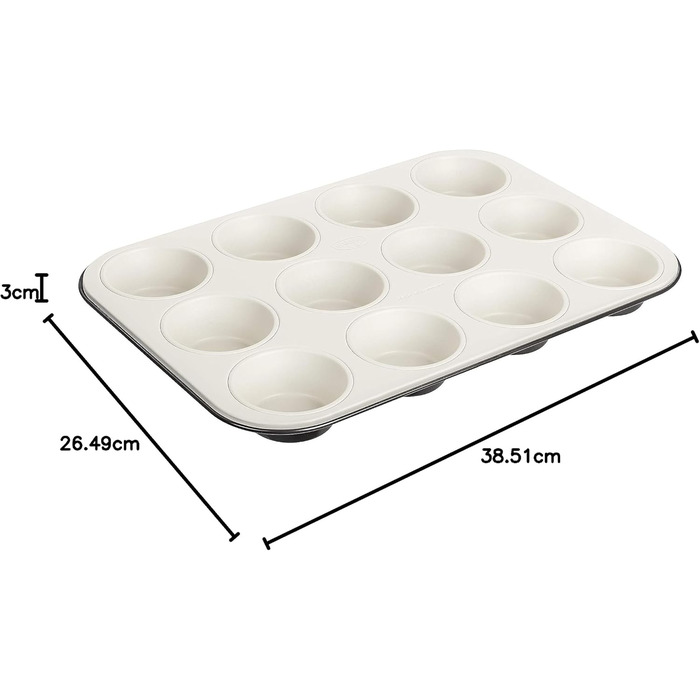 Dr. Oetker 12-Cup Muffin Tin Ø 5 cm EXCLUSIVE, Muffin tin made of steel sheet, baking sheet with ceramic-reinforced non-stick coating (Color: Gray-Brown/Crème), Quantity: 1 piece