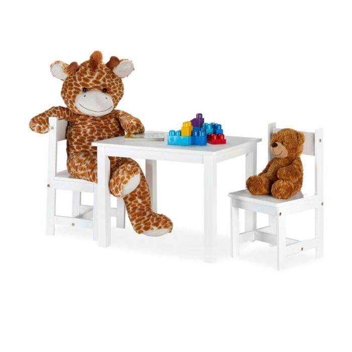 Relaxdays Children's Seating Group White with 2 Chairs