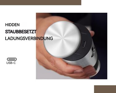 Електричні мельниці для солі та перцю 2 шт. з USB-зарядкою, 6-ступеневим жорном, LED-підсвічуванням та захистом від пилу. Перезаряджувані кухонні помічники