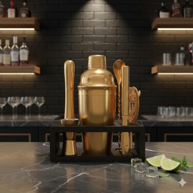 Набір шейкерів для коктейлів Highball & Chaser: Набір бармена для дому, міксологія, коктейльний бар + E-Book з 30 рецептами (Чорний)