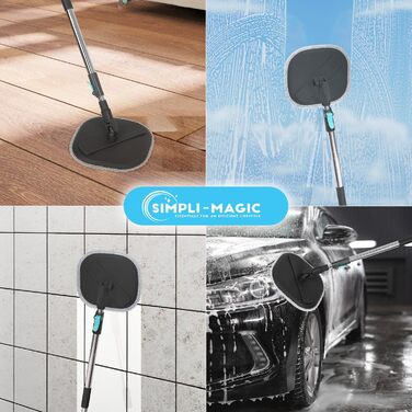 Система для миття підлоги Simpli-Magic з обертовим мопом та відром, з квадратним віджимом, подвійним відром та 3 товстими, прально-стійкими насадками