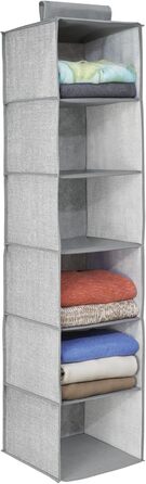 mDesign висувний тканинний шафа з поліестеру – 6 полиць – настінний шафа з тканини для спальні – ідеально як вішалка для одягу, ременів, клатчів – сірий та чорний (сірий)