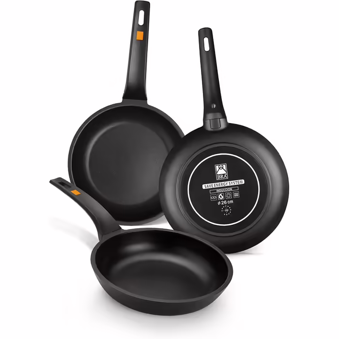 BRA Efficient | Frying Pan, Black, 16 cm, suitable for all kitchen types including induction, PFOA-free, aluminum