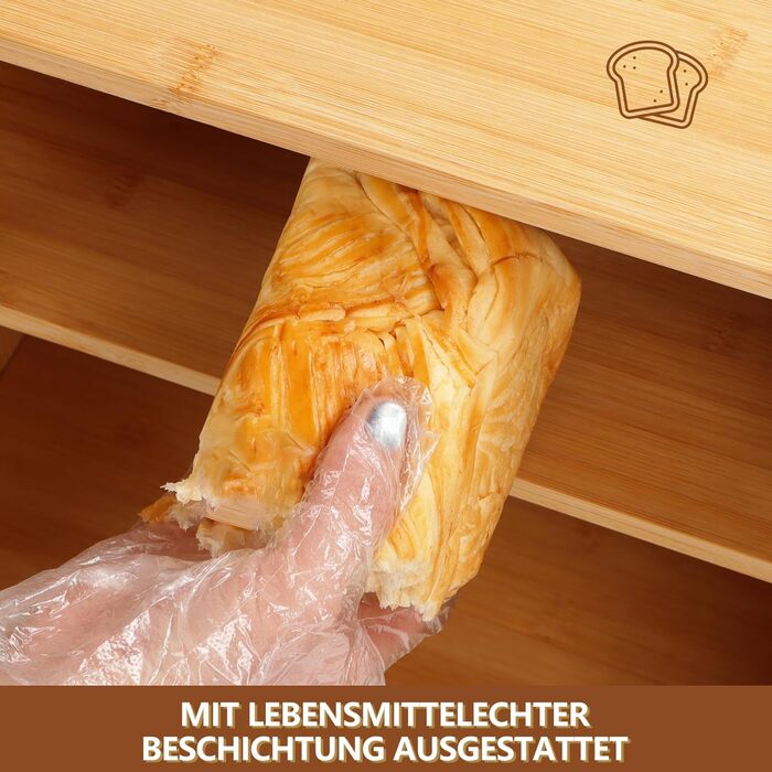 AMBIRD Бак для хліба з бамбука 20л - велика місткість з прозорими акриловими дверцятами, подвійне зберігання з вентиляцією та бічними ручками - зберігає хліб свіжим та організовує кухонний простір, CBBNA002EUAM13