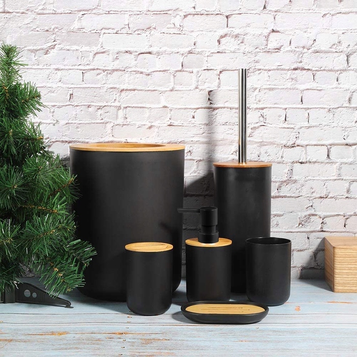 Елегантний набір для ванної кімнати 6в1: дозатор для мила та тримач для паперу, чорний