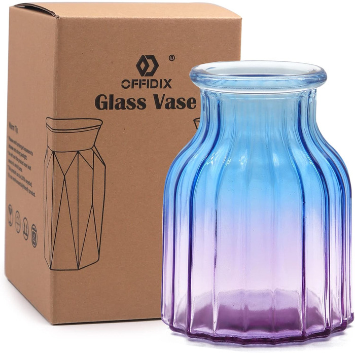 Скляна ваза OFFIDIX з градієнтом кольору, багатокольорова, геометричний дизайн, для весілля, подій, декору, квіткових композицій, офісу або дому