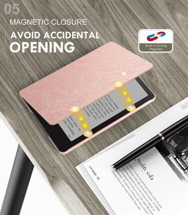 Чохол MoKo для Kindle Paperwhite 12th Gen 2024 та Kindle Colorsoft Signature Edition 2024, рожево-золотий. Захисний чохол з авто-сном/пробудженням для Kindle Paperwhite 2024